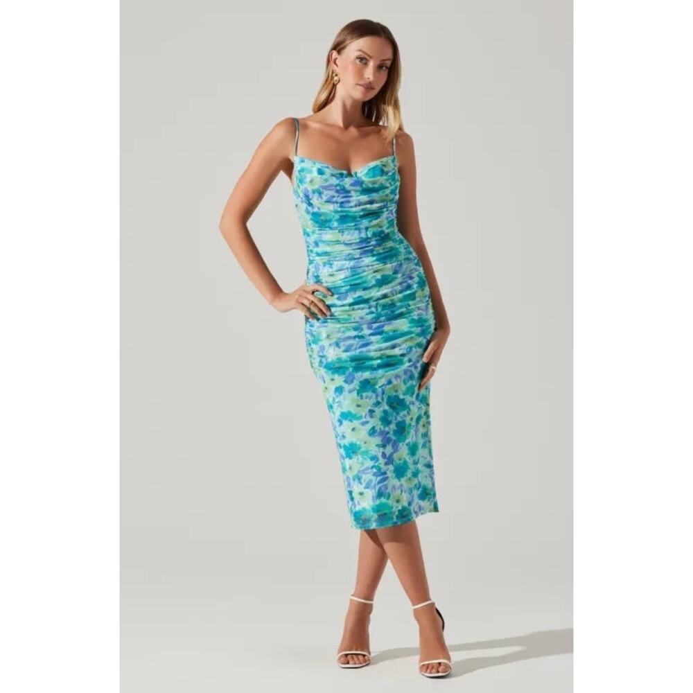 ASTR Ruched Mesh Bodycon Mini Dress Underwire Adjustable Straps Mermaid Ethereal